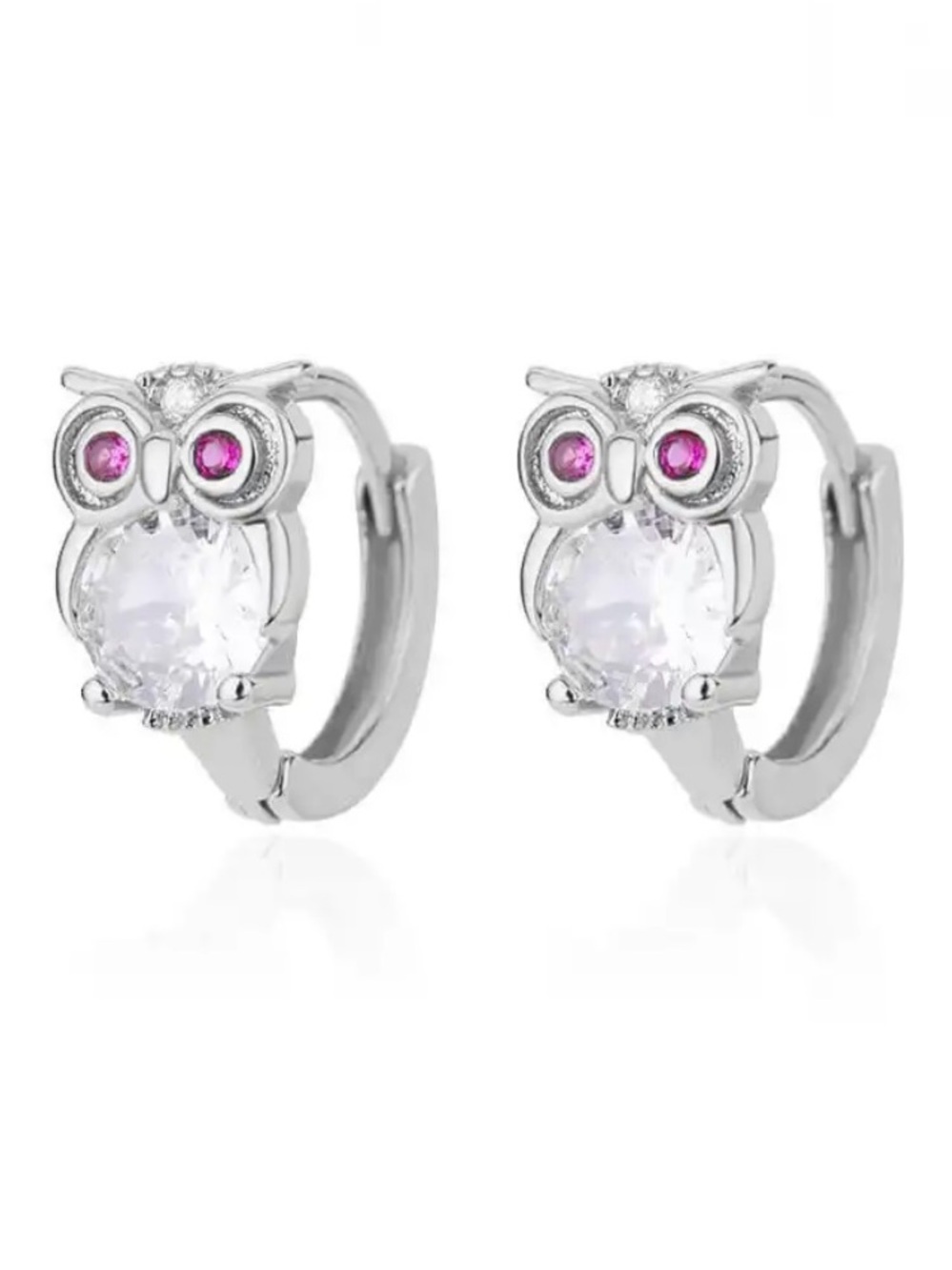 3/$40 NWT Silver Tone Zircon 🦉 Hug Hoops